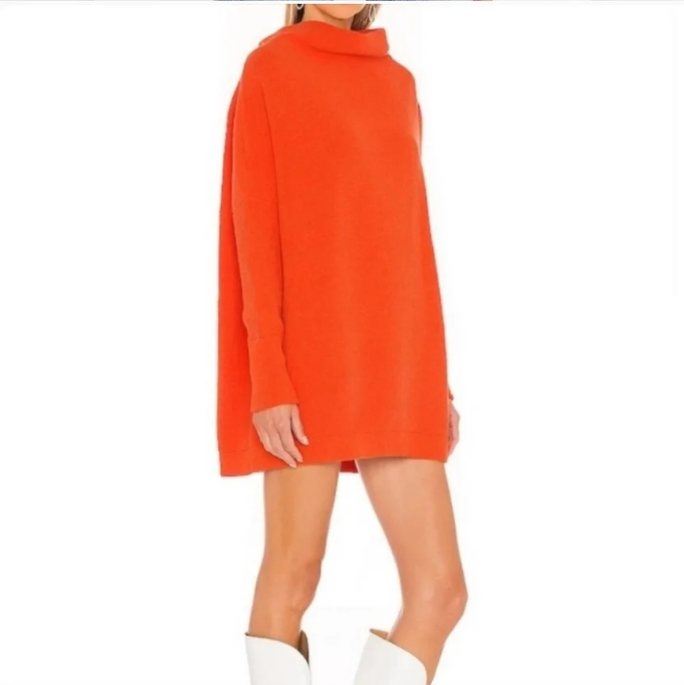 Free People * Ottoman Slouchy Pullover Tunic Sweater size XS Orange - Picture 8 of 12